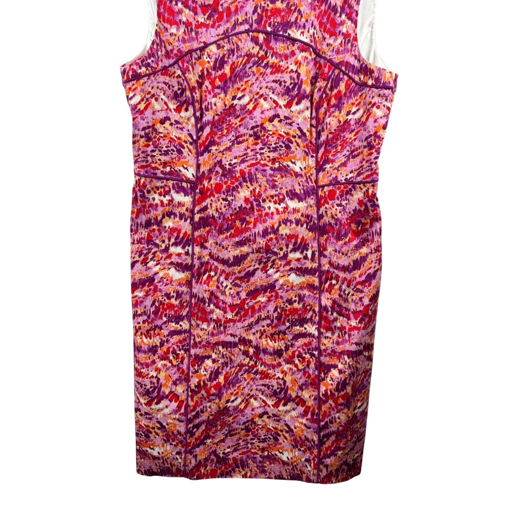 Alex Marie Sheath Dress Womens 14 Purple Pink Orange Abstract Print Sleeveless - Picture 4 of 14